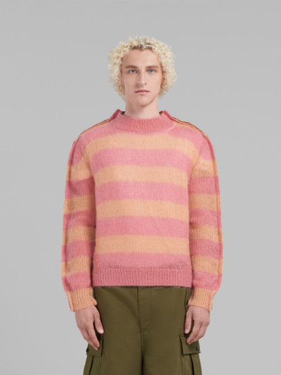 Marni PEACH MOHAIR AND WOOL JUMPER WITH MIXED STRIPES outlook