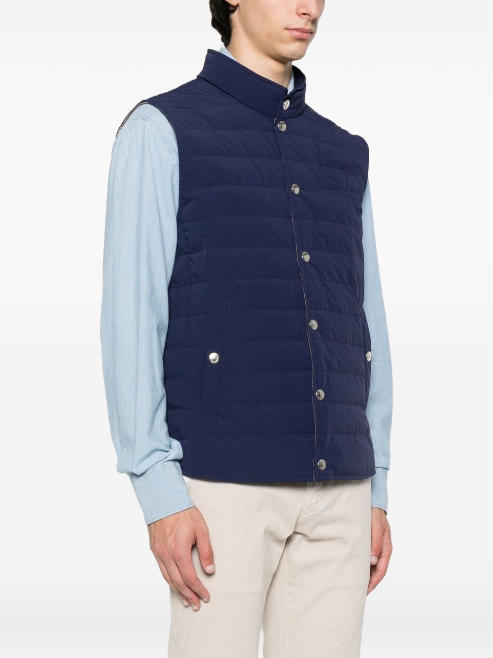 quilted snap-fit fastening vest - 3