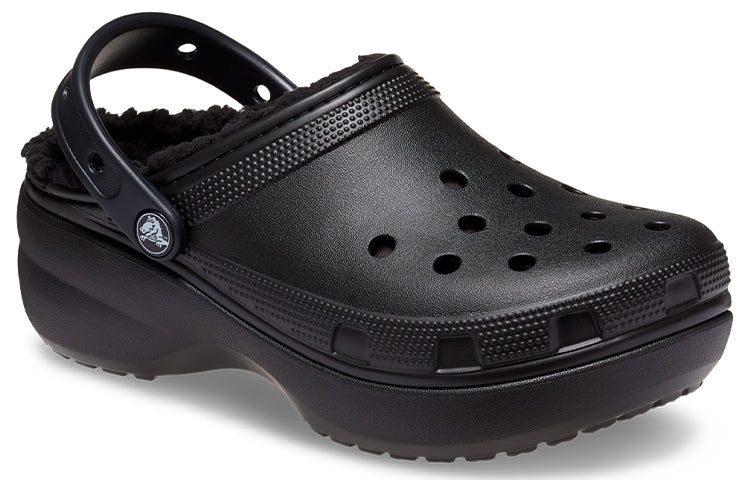 (WMNS) Crocs Classic Platform Lined Clog 'Black' 207938-001 - 2