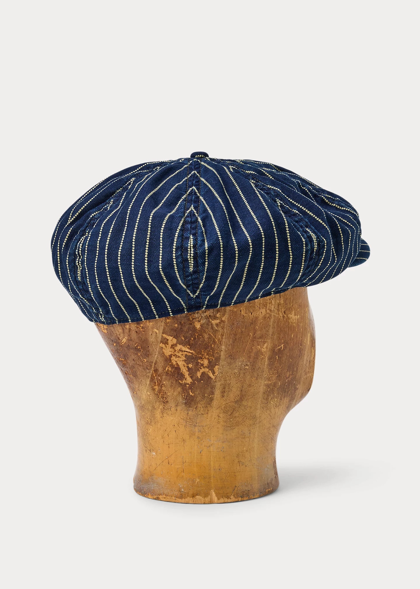 Indigo Dot-Stripe Twill Newsboy Cap - 2