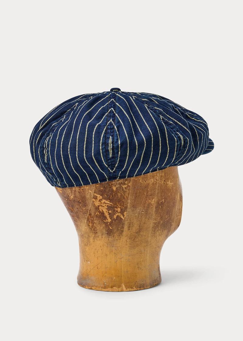 RRL by Ralph Lauren Indigo Dot-Stripe Twill Newsboy Cap outlook