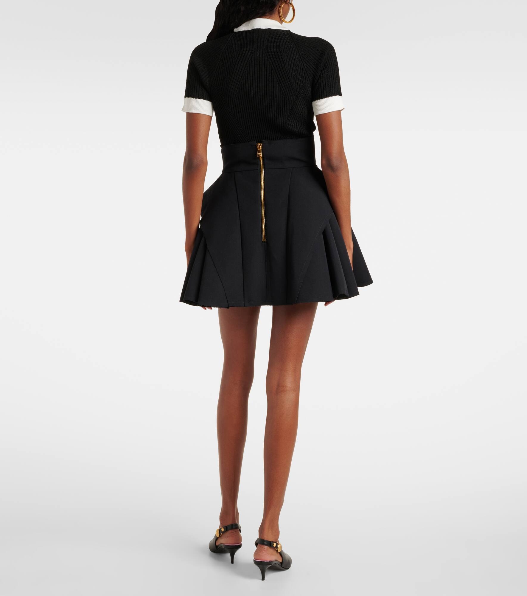 Virgin wool grain de poudre miniskirt - 3