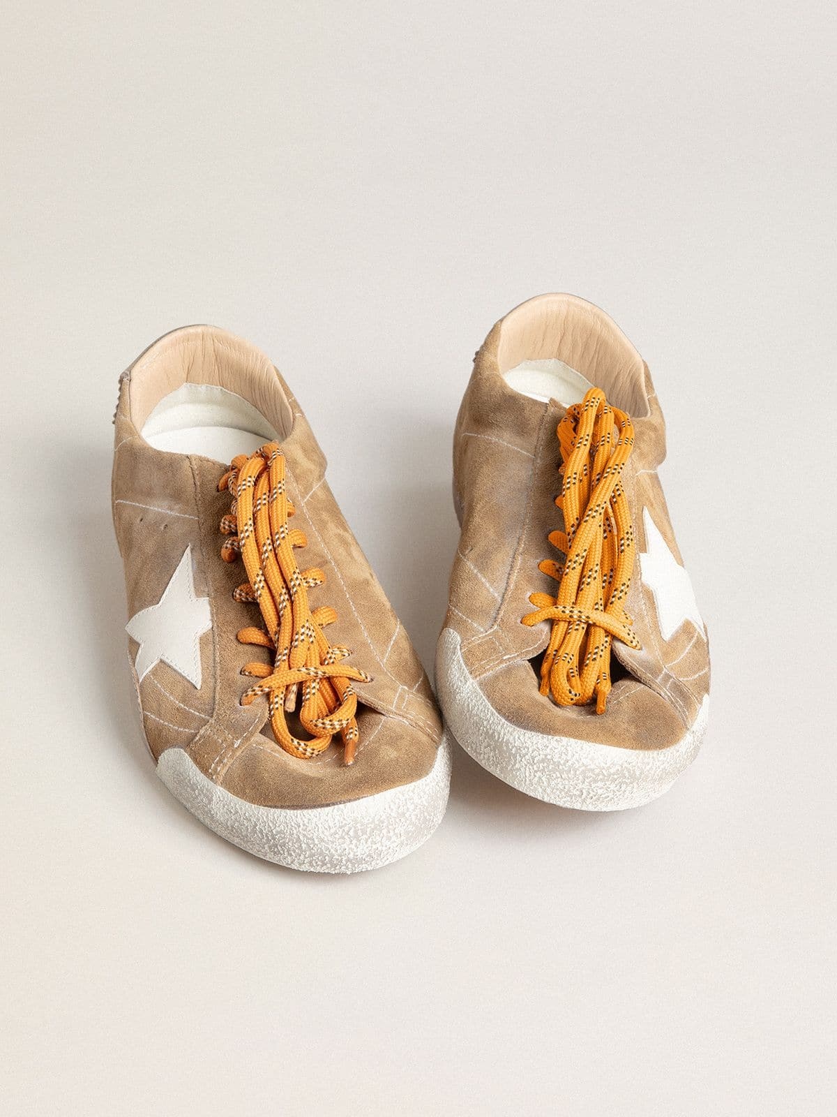 Men's True-Star in tobacco-colored suede with white star and platinum heel tab - 7