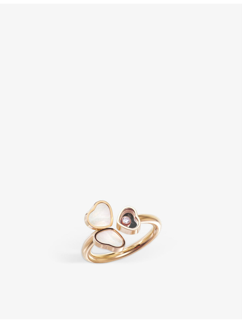 Happy Hearts Wings 18ct rose-gold, mother-of-pearl and diamond ring 1