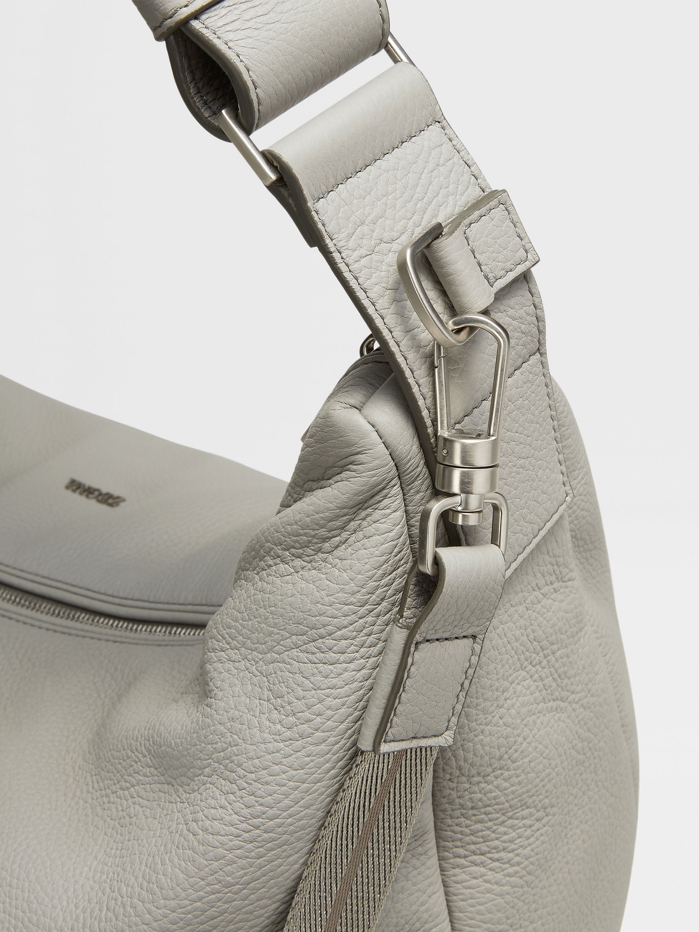 GREY MÉLANGE DEERSKIN PANORAMA HOBO BAG - 5