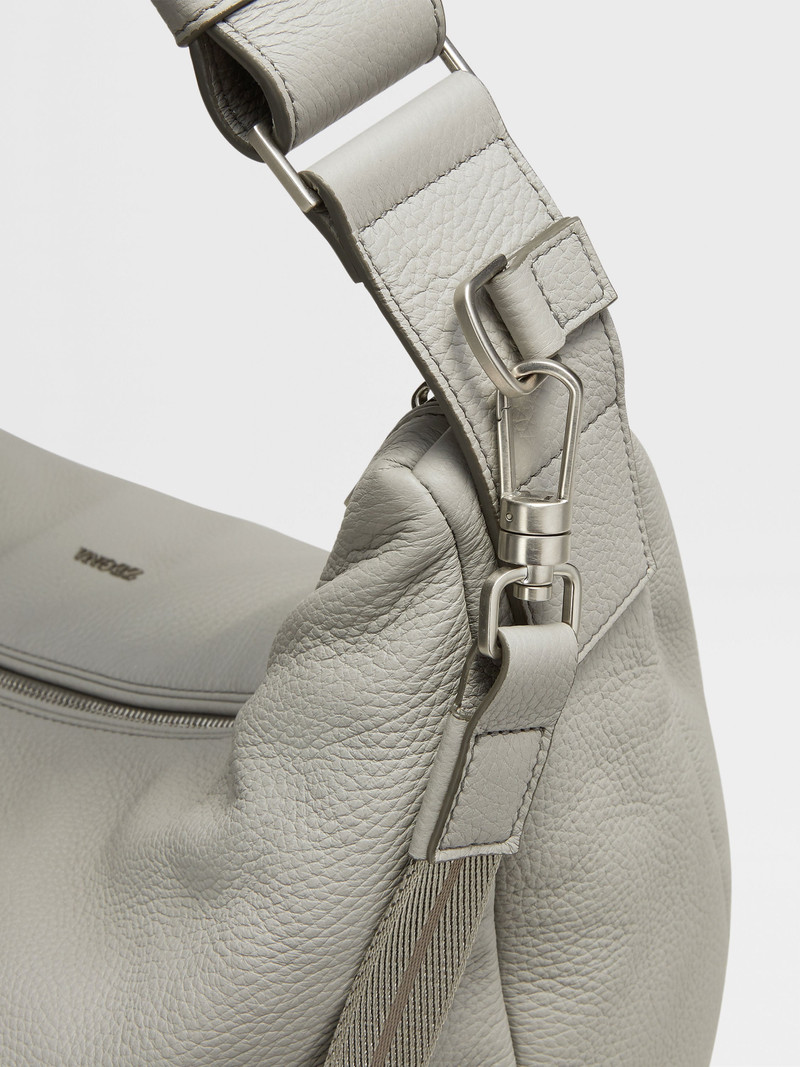 GREY MÉLANGE DEERSKIN PANORAMA HOBO BAG 5