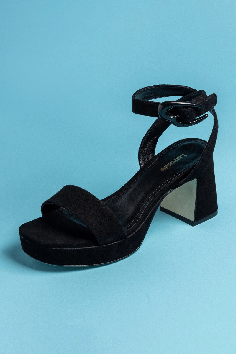 Larroudé Dolly Verona Low Sandal In Black Suede outlook