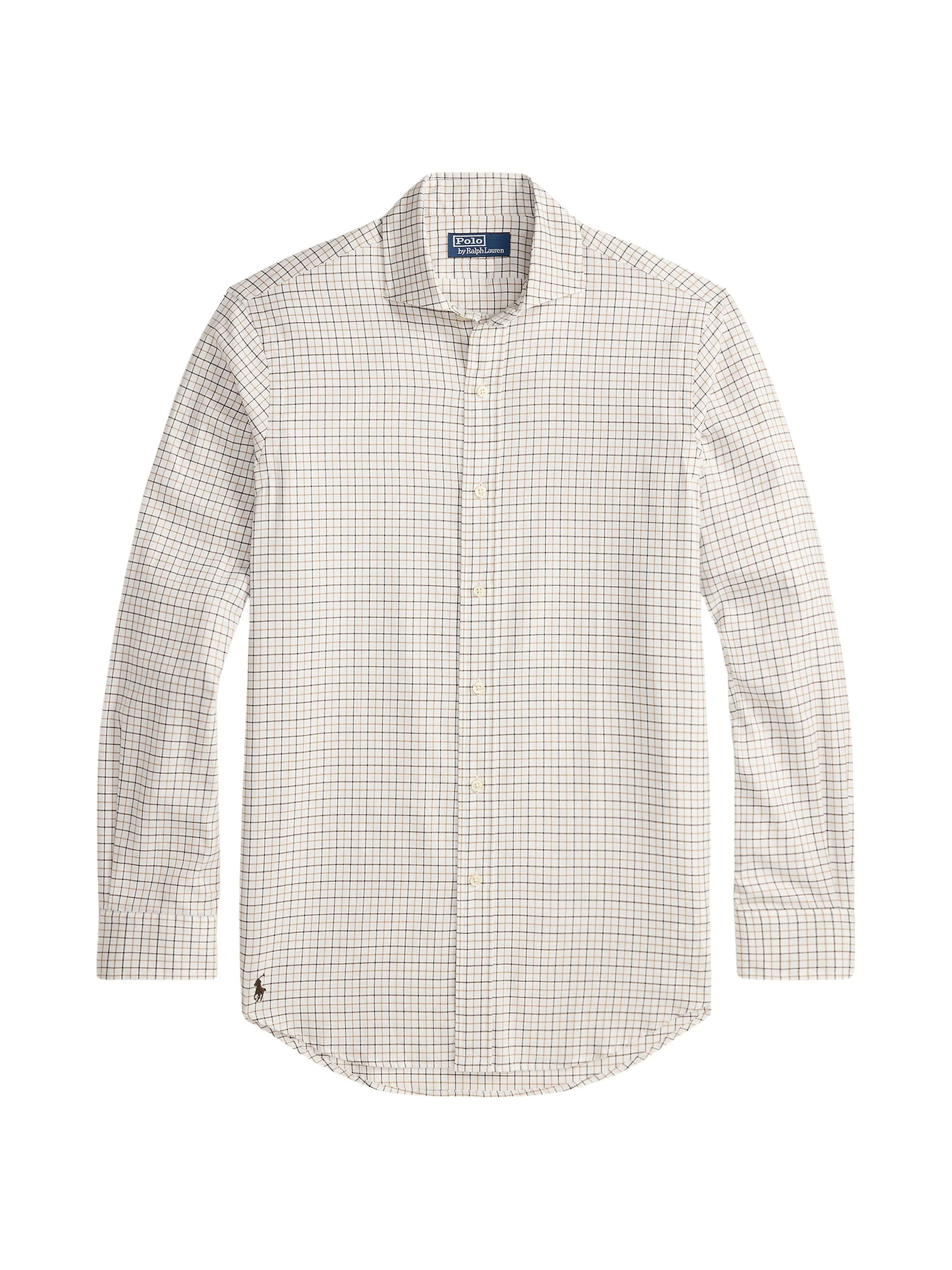 Men's Grid Cotton Twill Shirt - White Khaki Multi - 1