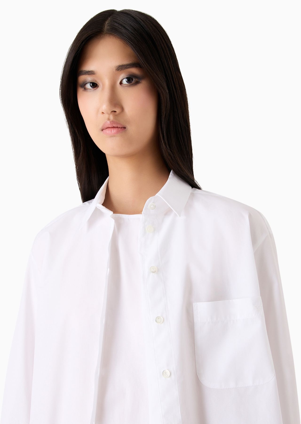 Oversized poplin shirt with insert and patch pocket - 5