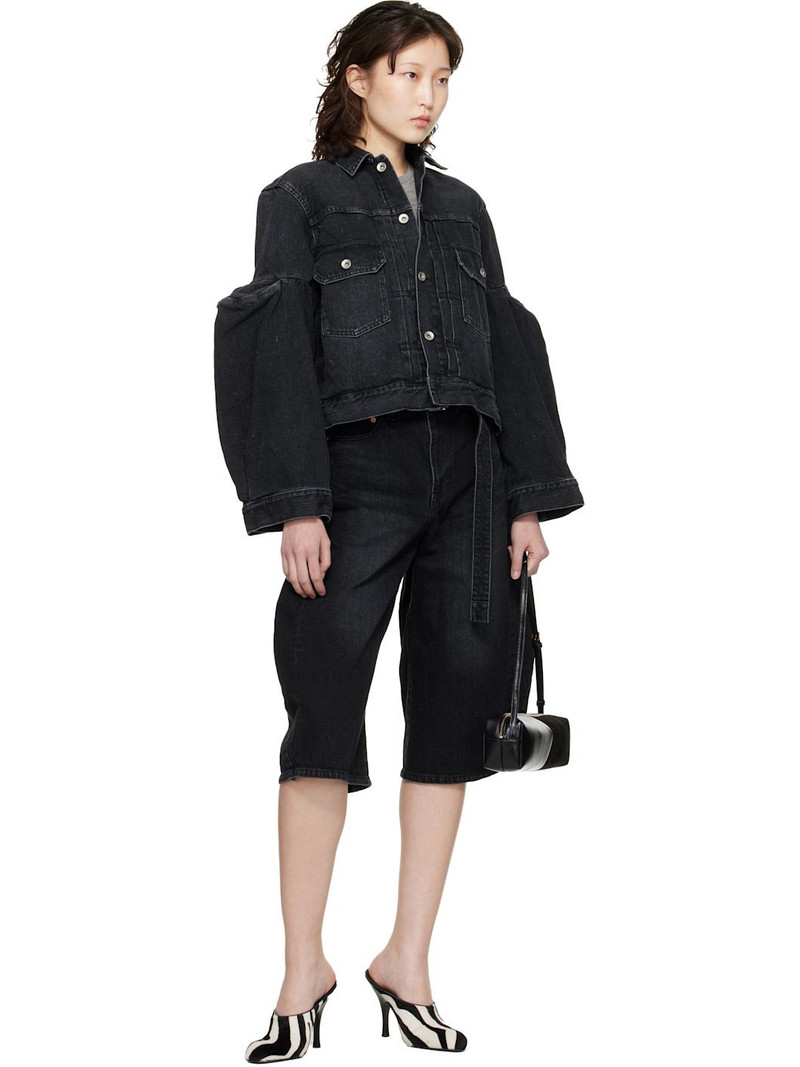 sacai Black Pipe Sleeves Denim Jacket outlook