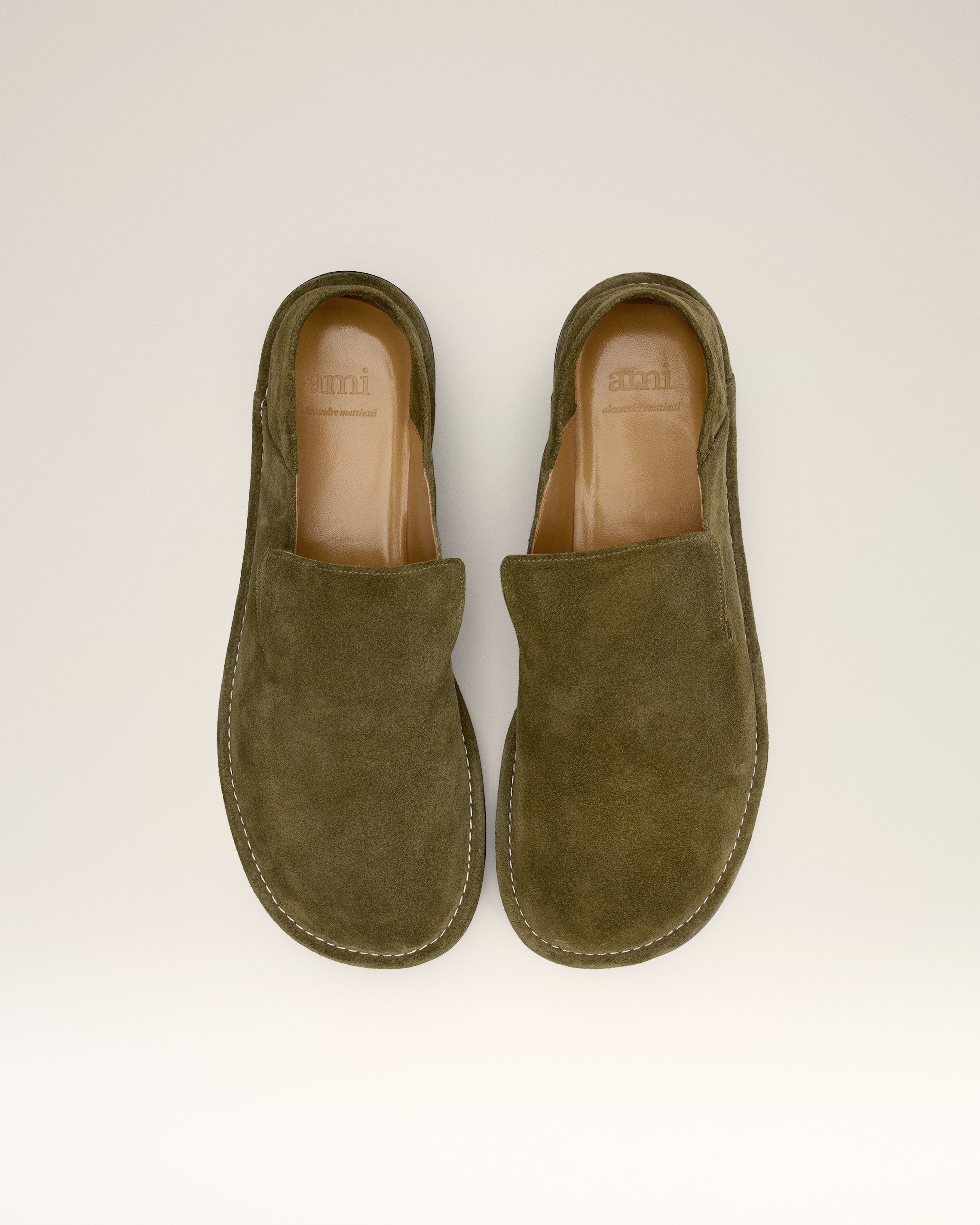 KHAKI LEATHER MIDI SLIPPERS - 5