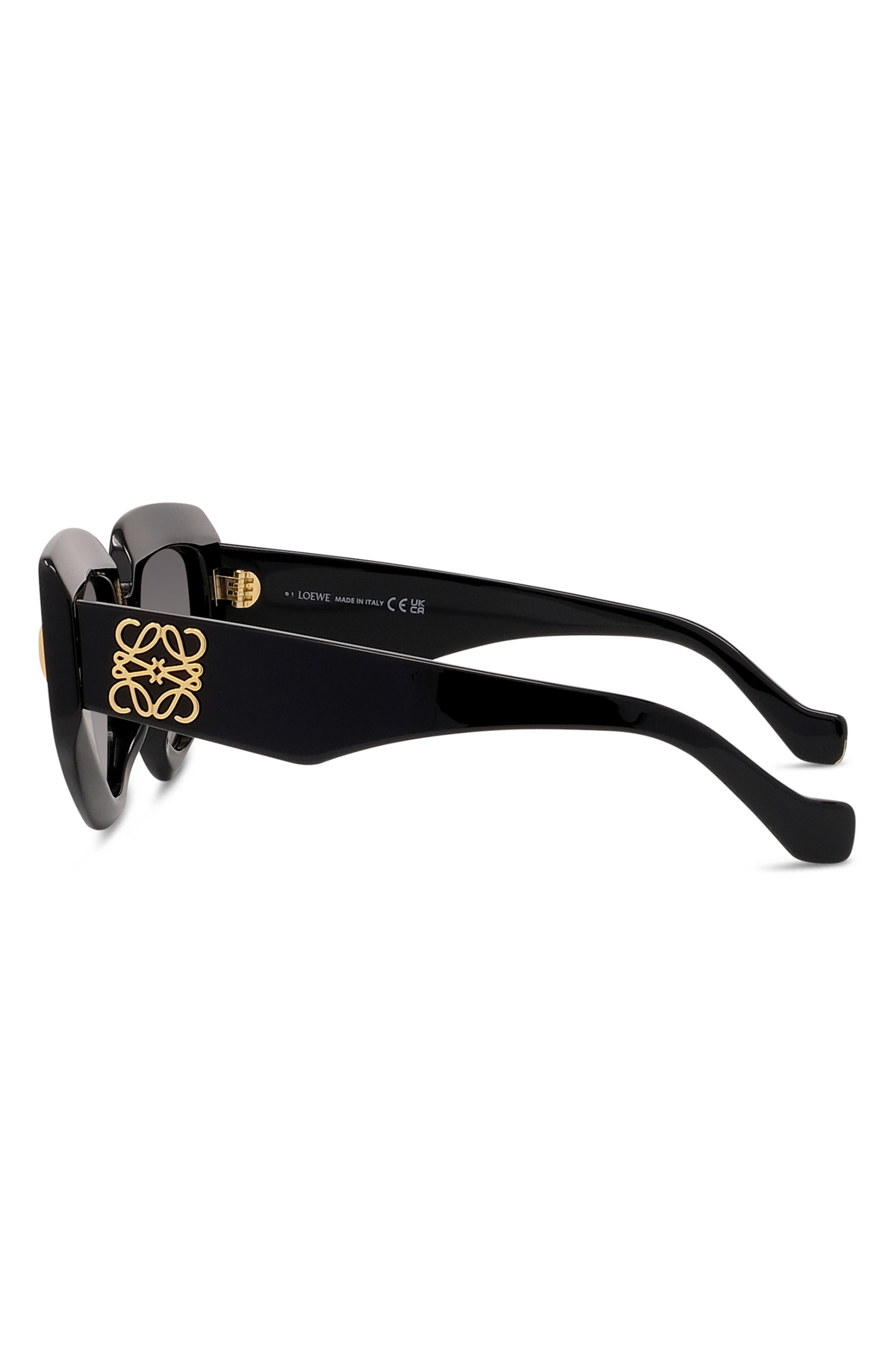 Loewe Anagram 51mm Geometric Sunglasses in Shiny Black /Gradient Smoke at Nordstrom - 6