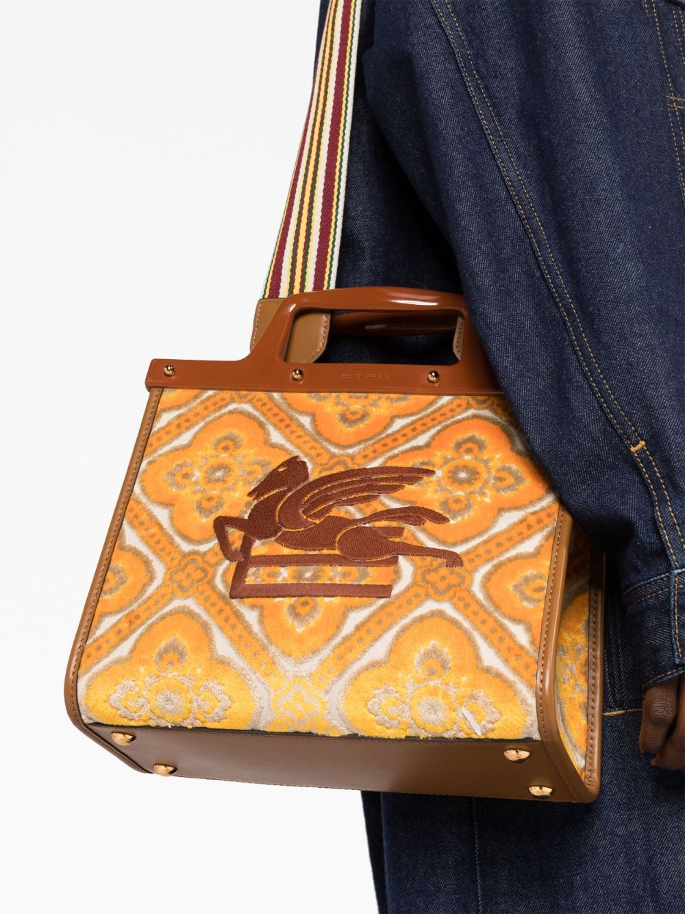 embroidered leather tote bag, ETRO