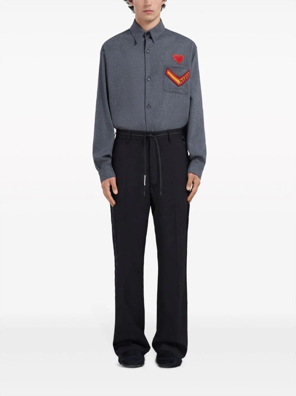 SATIN-STRIPE TRIM TROUSERS - 2