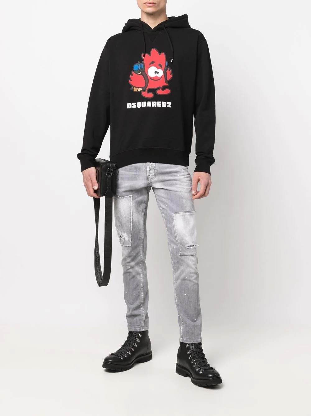 logo-print detail hoodie - 2