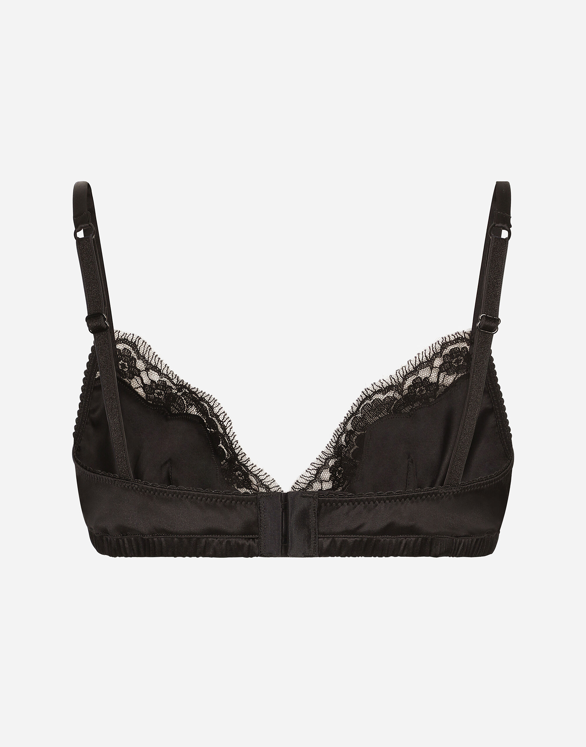 Soft-cup satin bra with lace detailing - 2