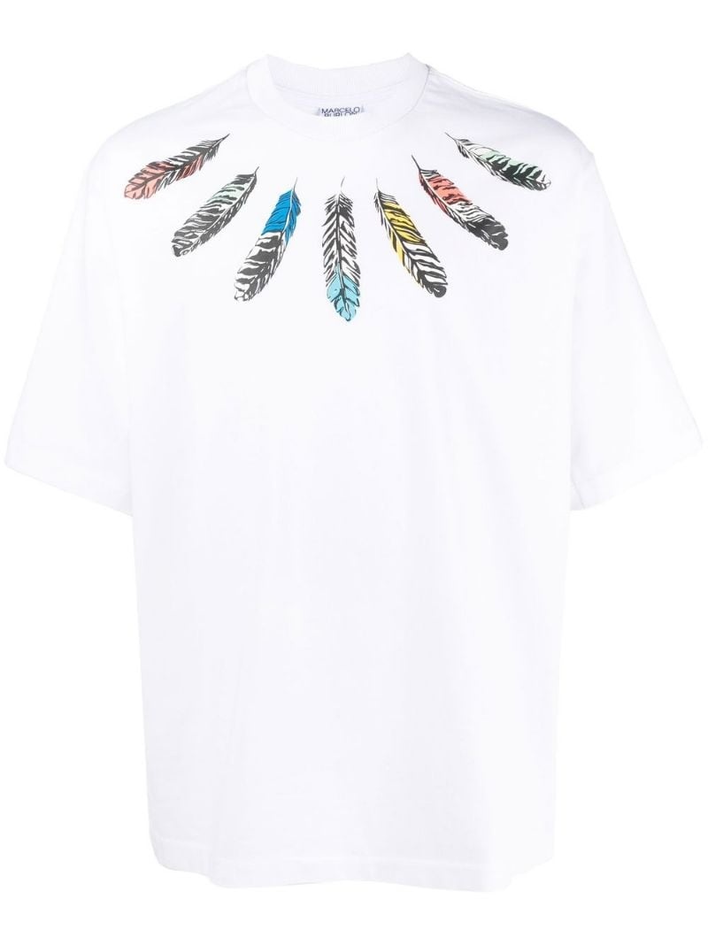 Collar Feathers Over printed T-shirt - 1