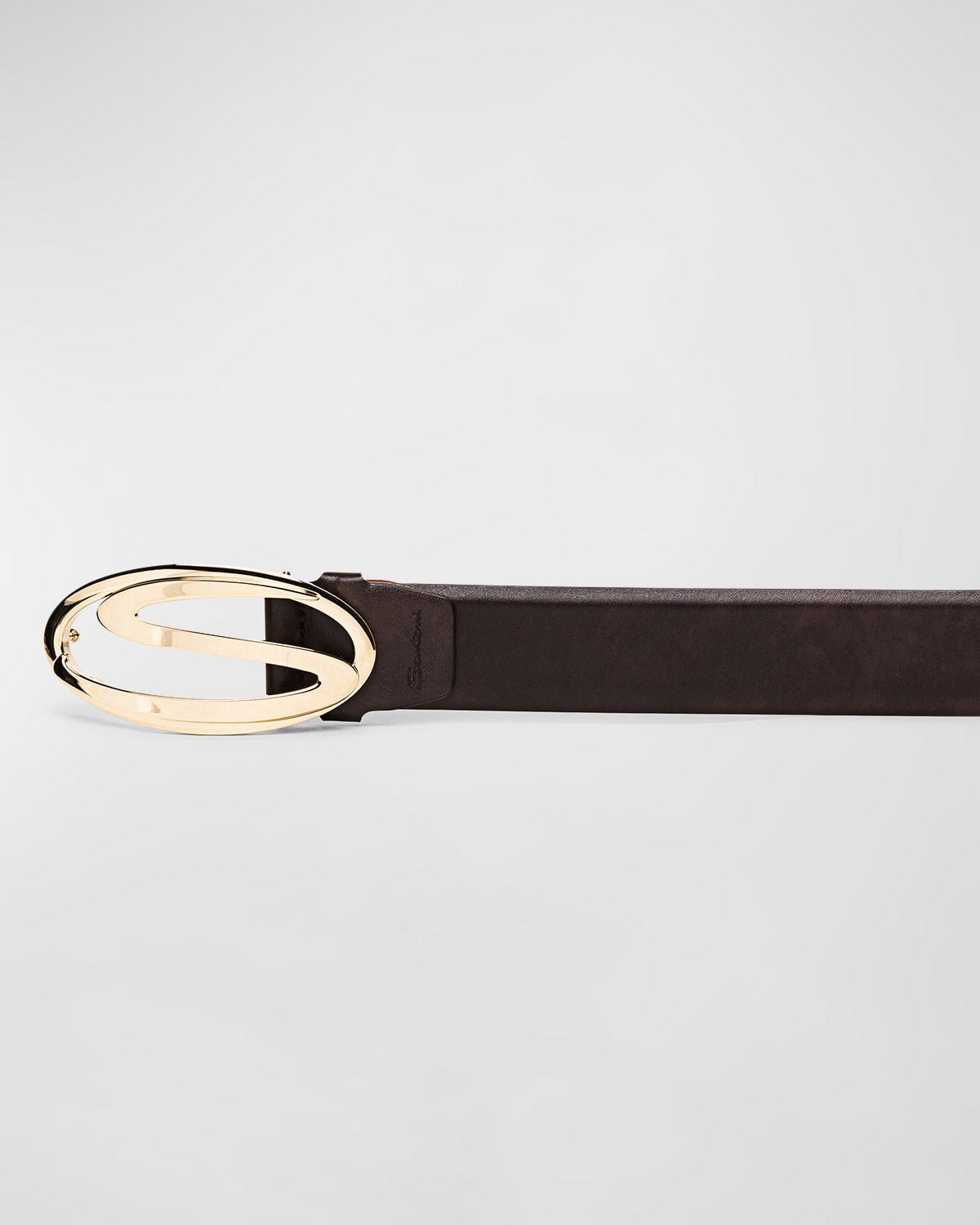 Men's Oval S-Logo Cuttable Leather Belt - 2