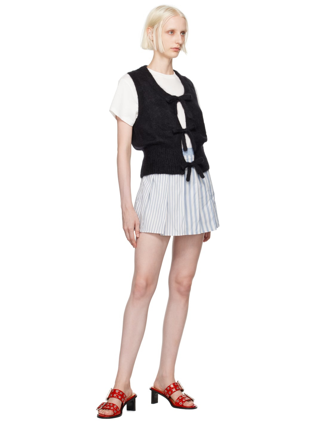 Blue & White Pleated Miniskirt - 4