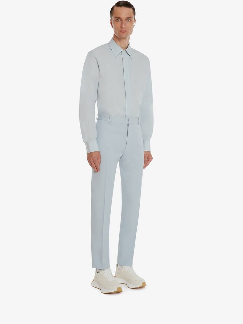 Men's Dropped Shoulder Poplin Shirt in Cloud Blue - 3