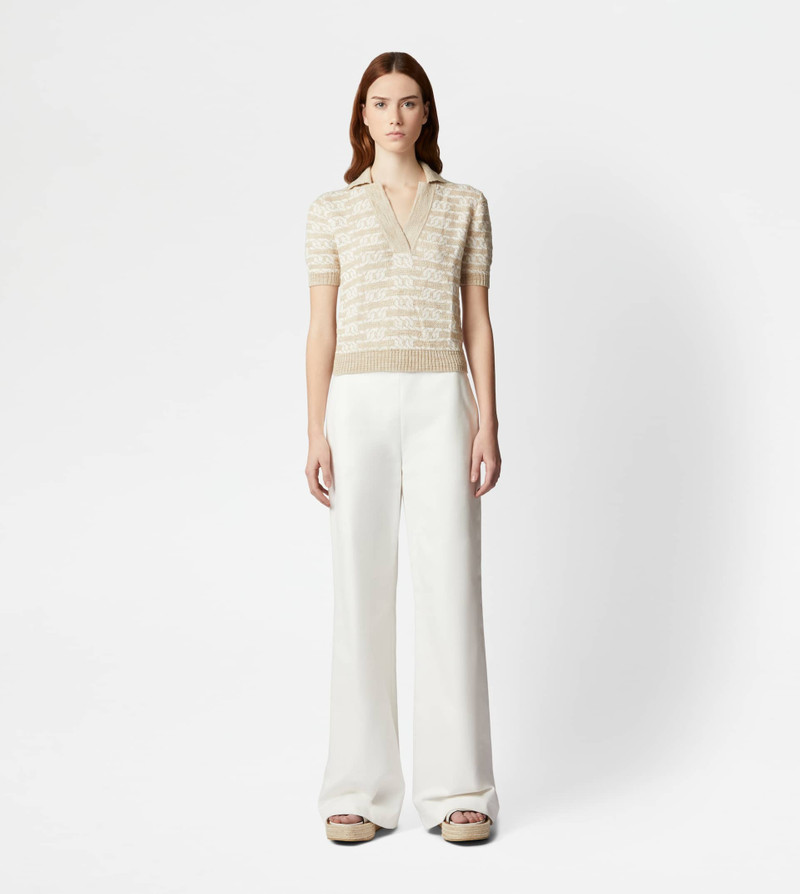 Tod's SHORT-SLEEVED KNIT POLO SHIRT - BEIGE, WHITE outlook