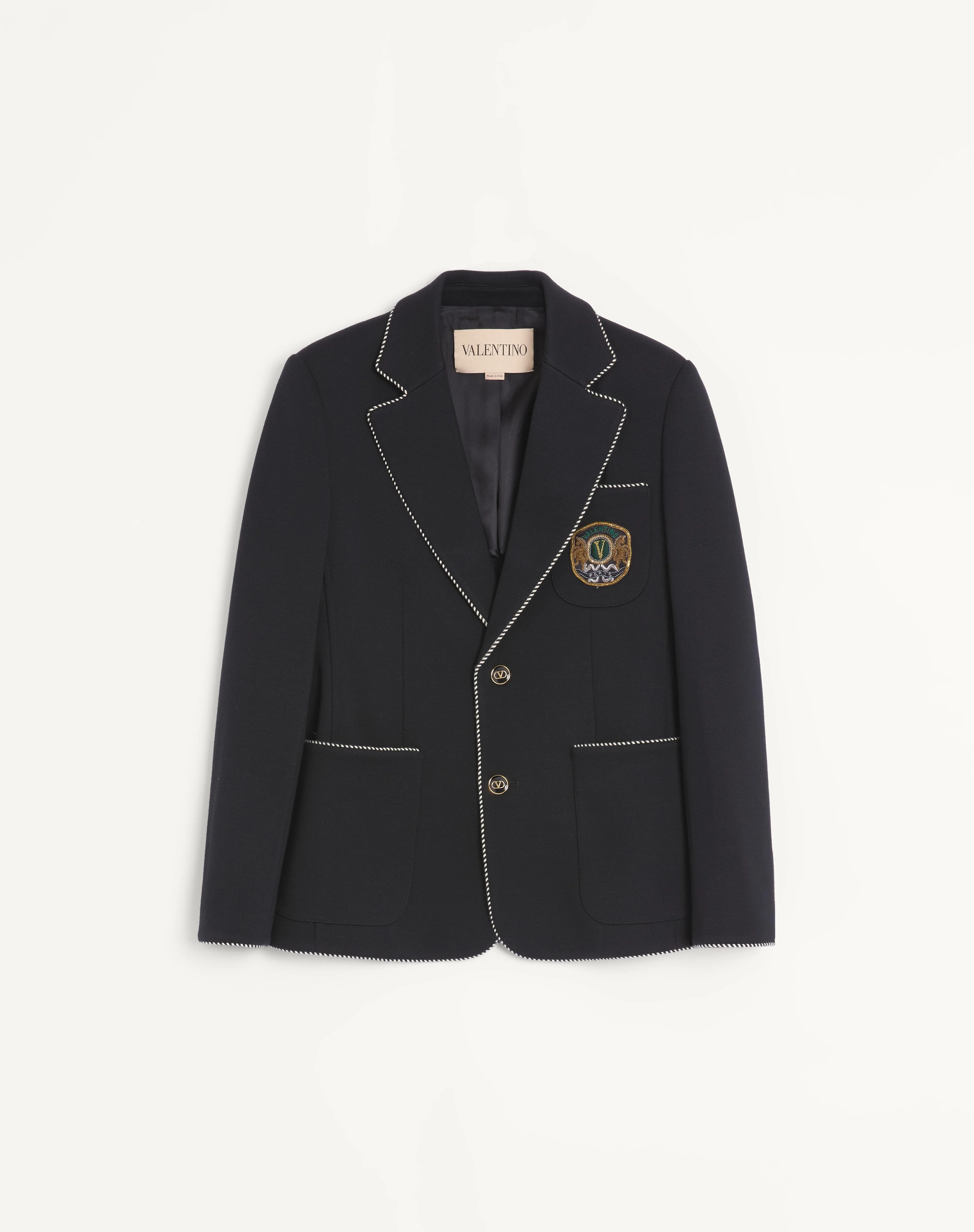 VALENTINO SINGLE-BREASTED WOOL JACKET WITH VALENTINO PATCH - 1