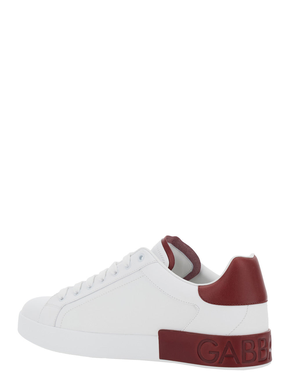 Dolce & Gabbana Men 'Portofino' White Low Top Sneakers With Contrasting Heel With Logo Lettering In  - 3