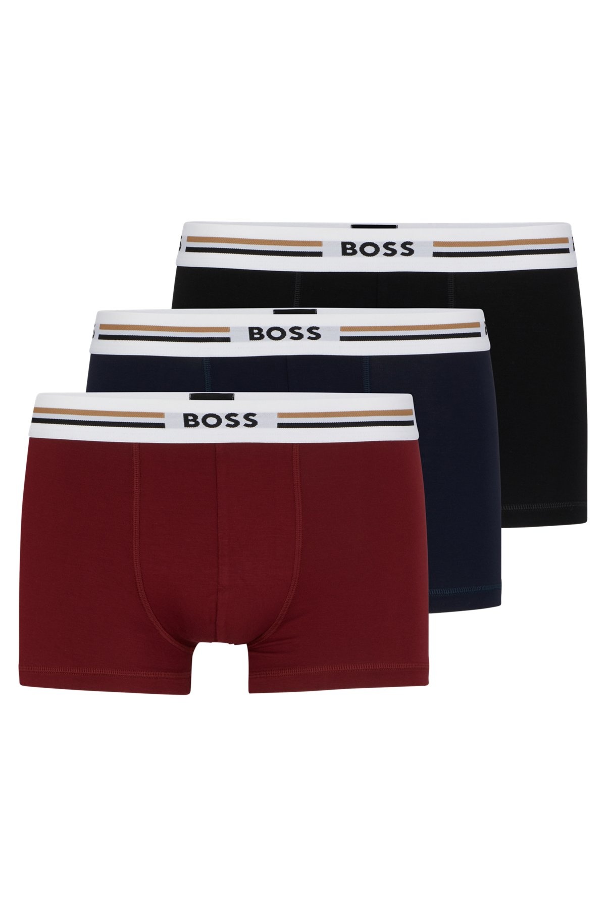 THREE-PACK OF SOFT-TOUCH STRETCH TRUNKS WITH LOGO WAISTBANDS - 1