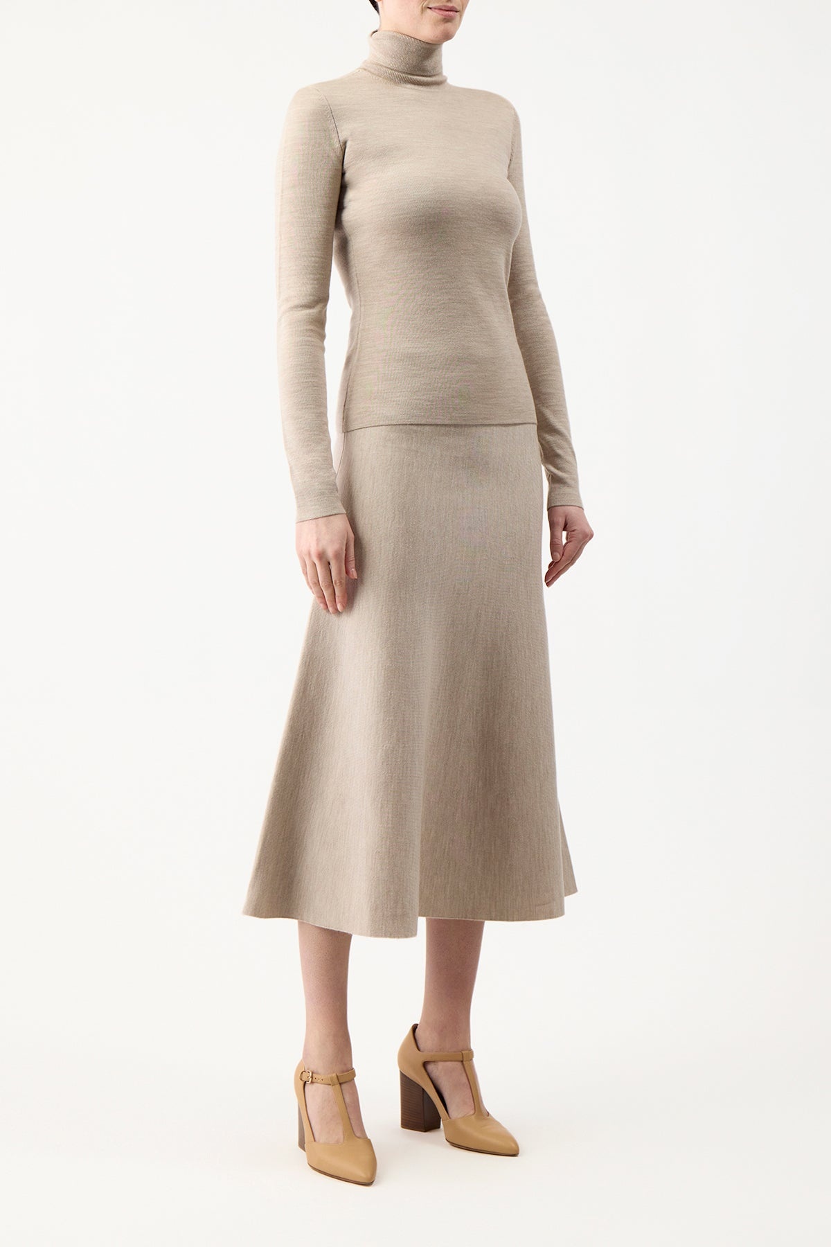 May Turtleneck in Oatmeal Cashmere Wool - 3