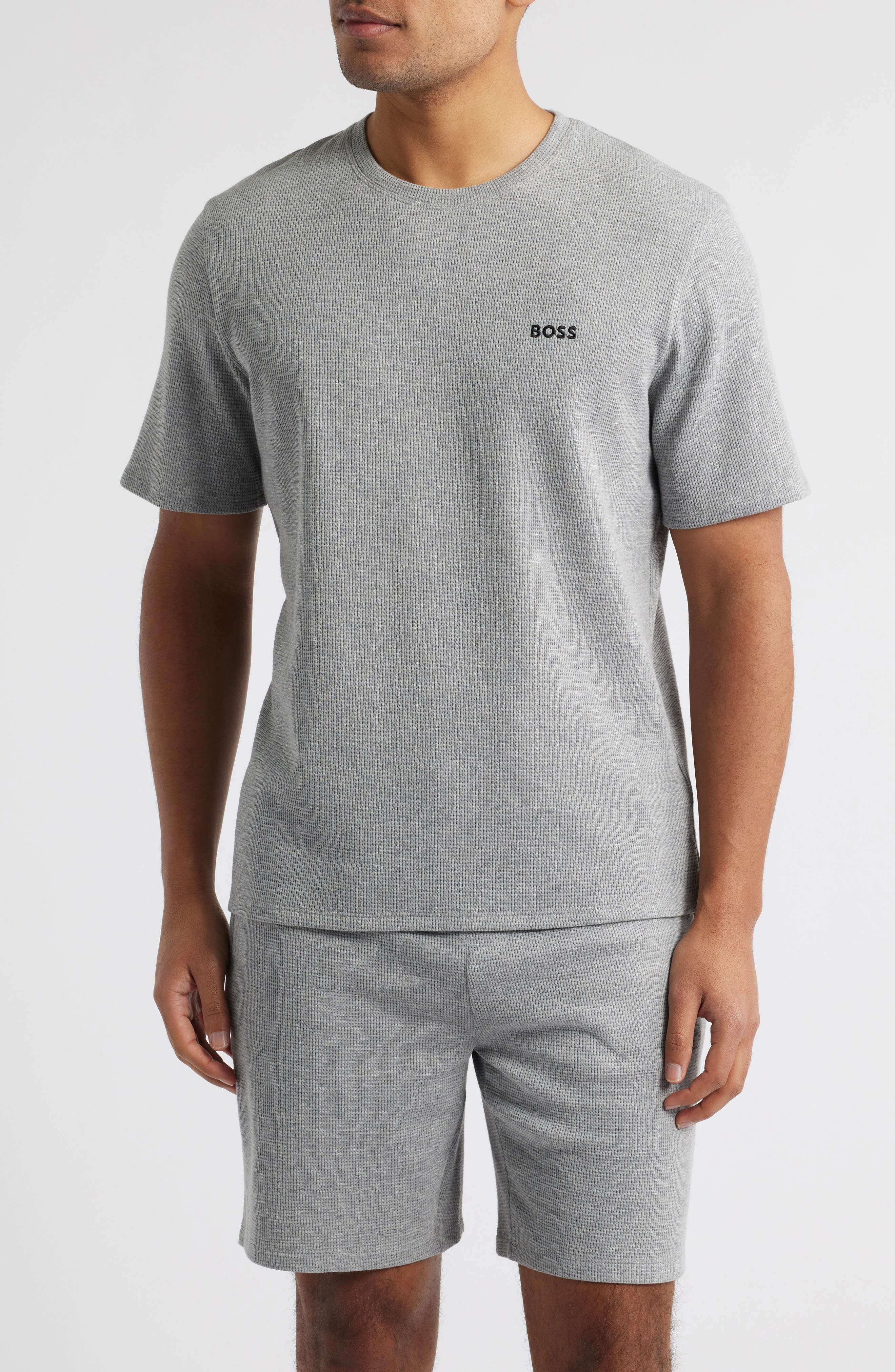 BOSS Waffle Knit Lounge T-Shirt in Medium Grey at Nordstrom - 1