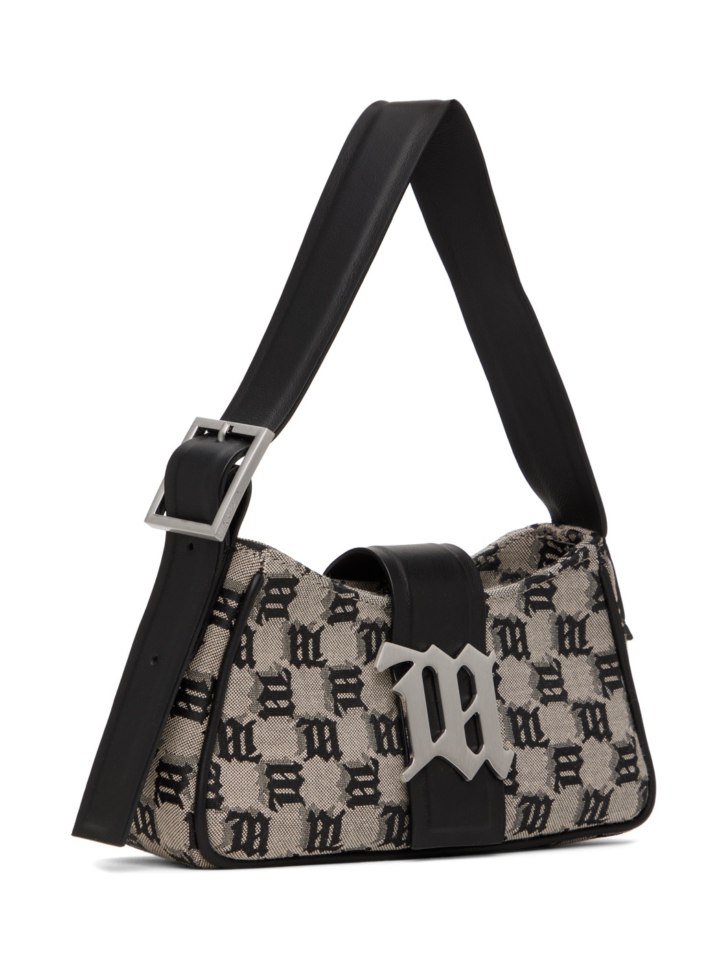 Beige & Black Jacquard Monogram Mini Shoulder Bag - 2