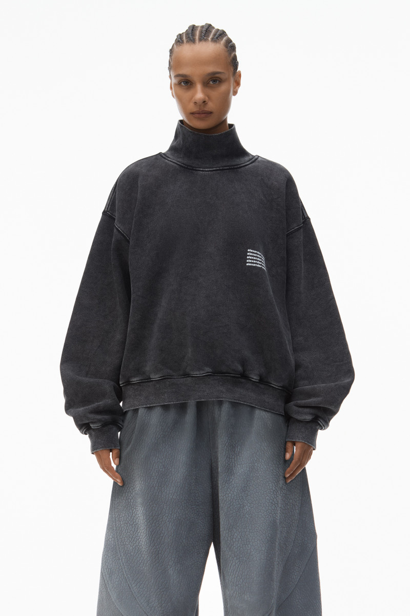 HIGH NECK PULLOVER IN DENSE FLEECE 2
