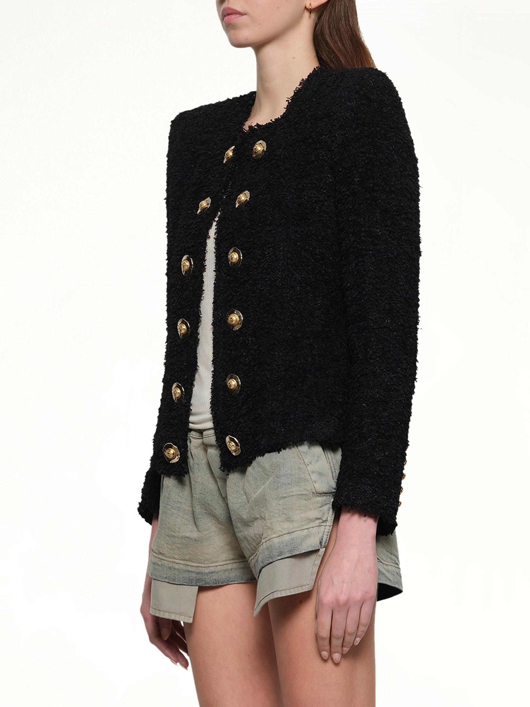 Tweed Spencer Jacket in Black - 3