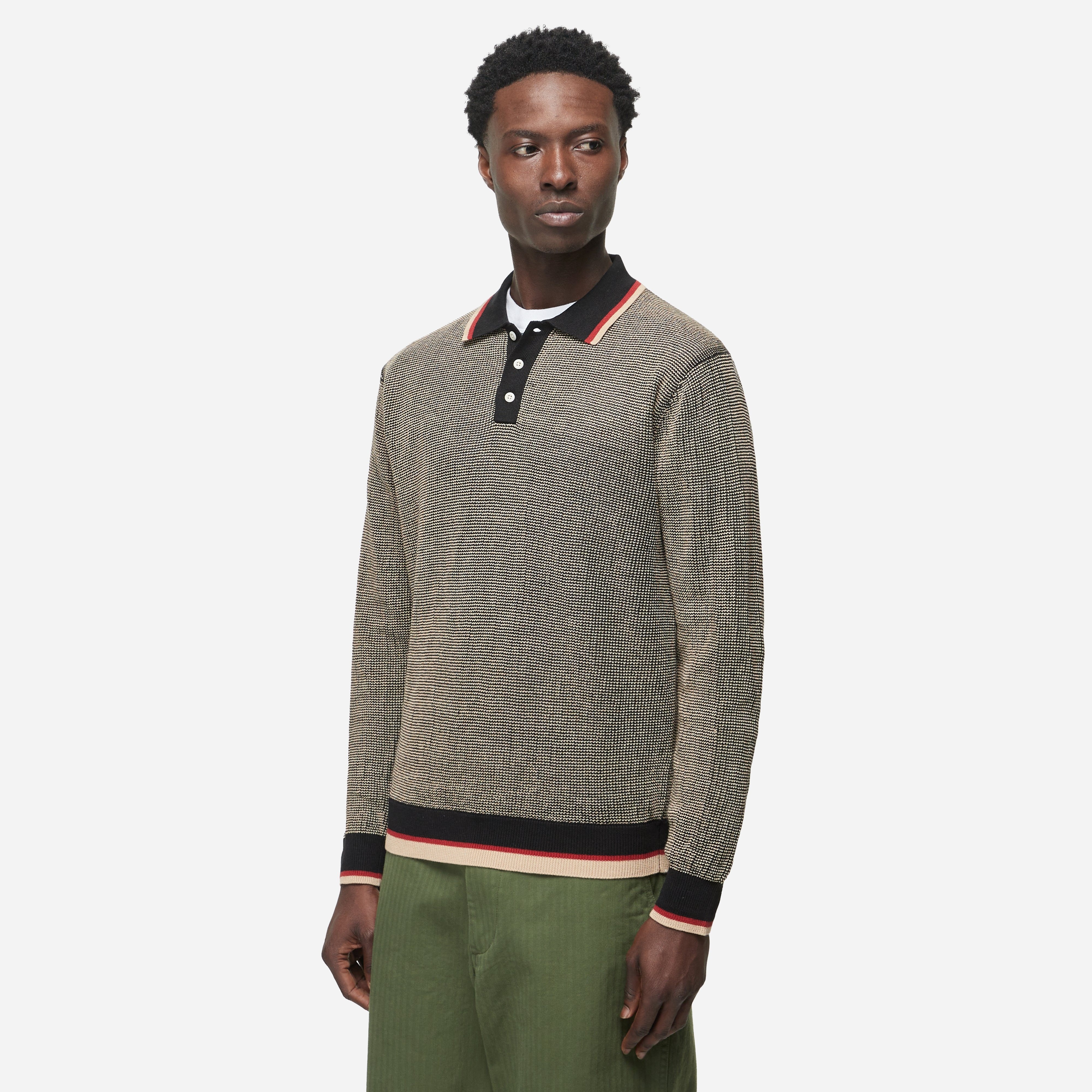 Beams Plus SLAB KNIT LS POLO - 1