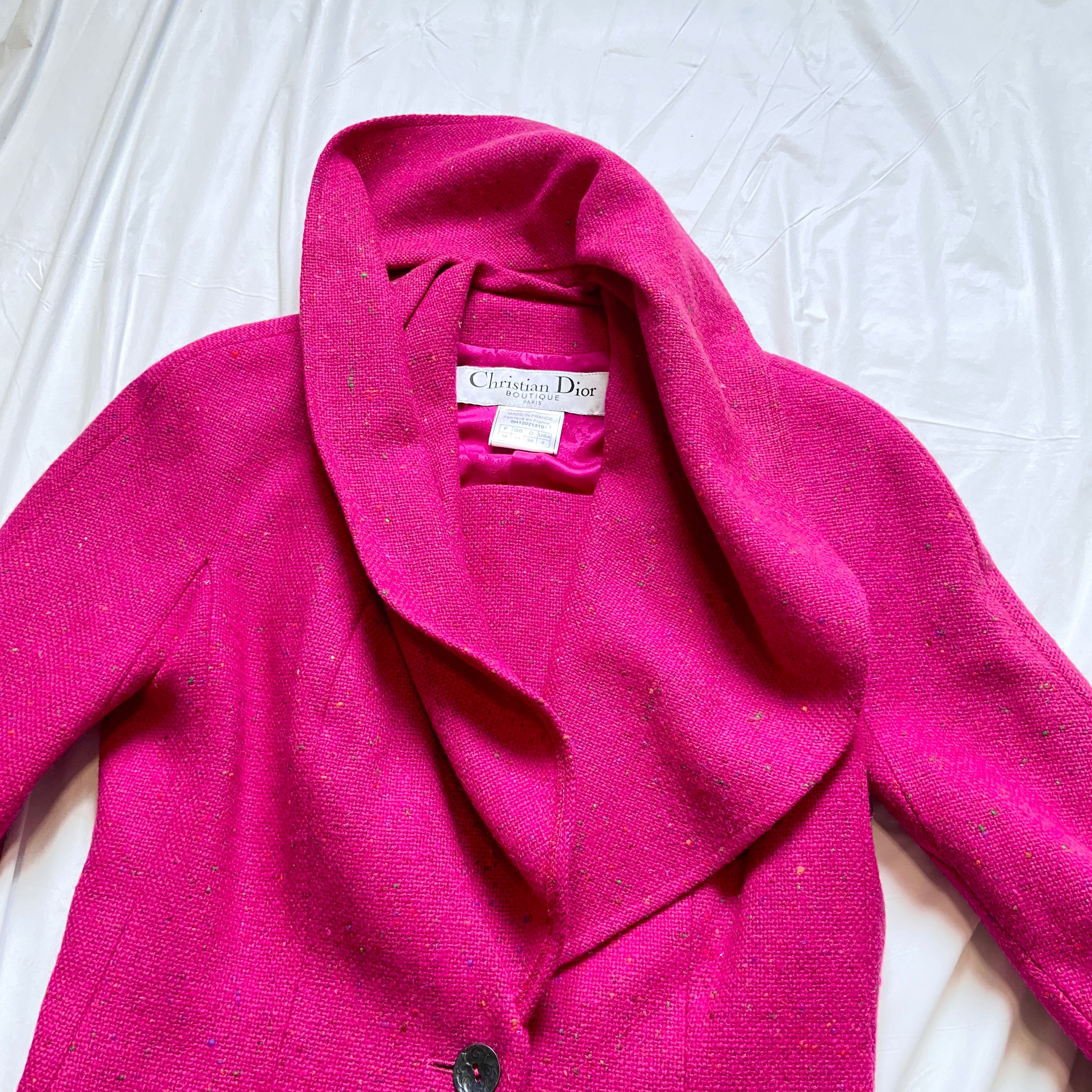 Dior fw1998 galliano pink sprinkle wool blazer coat bar jacket - 11