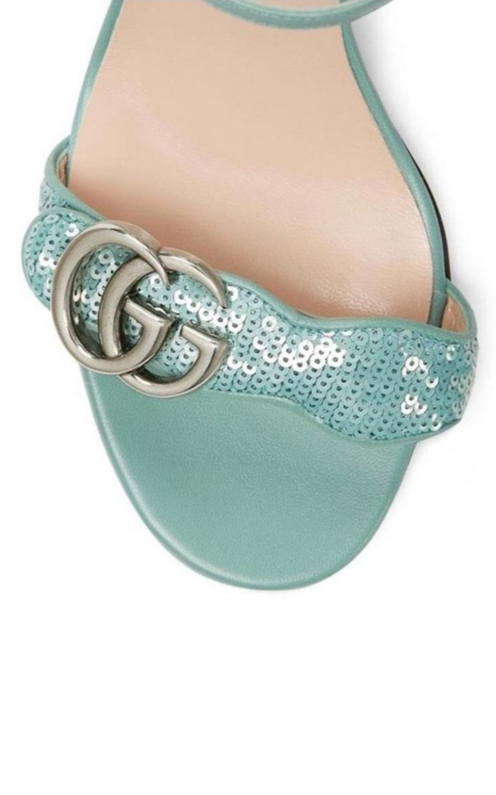 Green Sequin GG Marmont Mid Heeled Sandals - 4