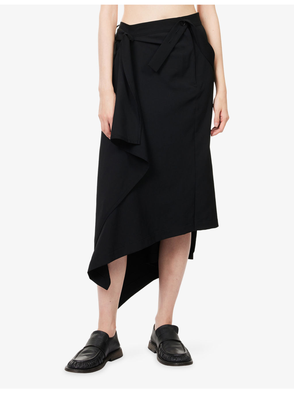 Two-Way Suspender Wool Midi Skirt - 3