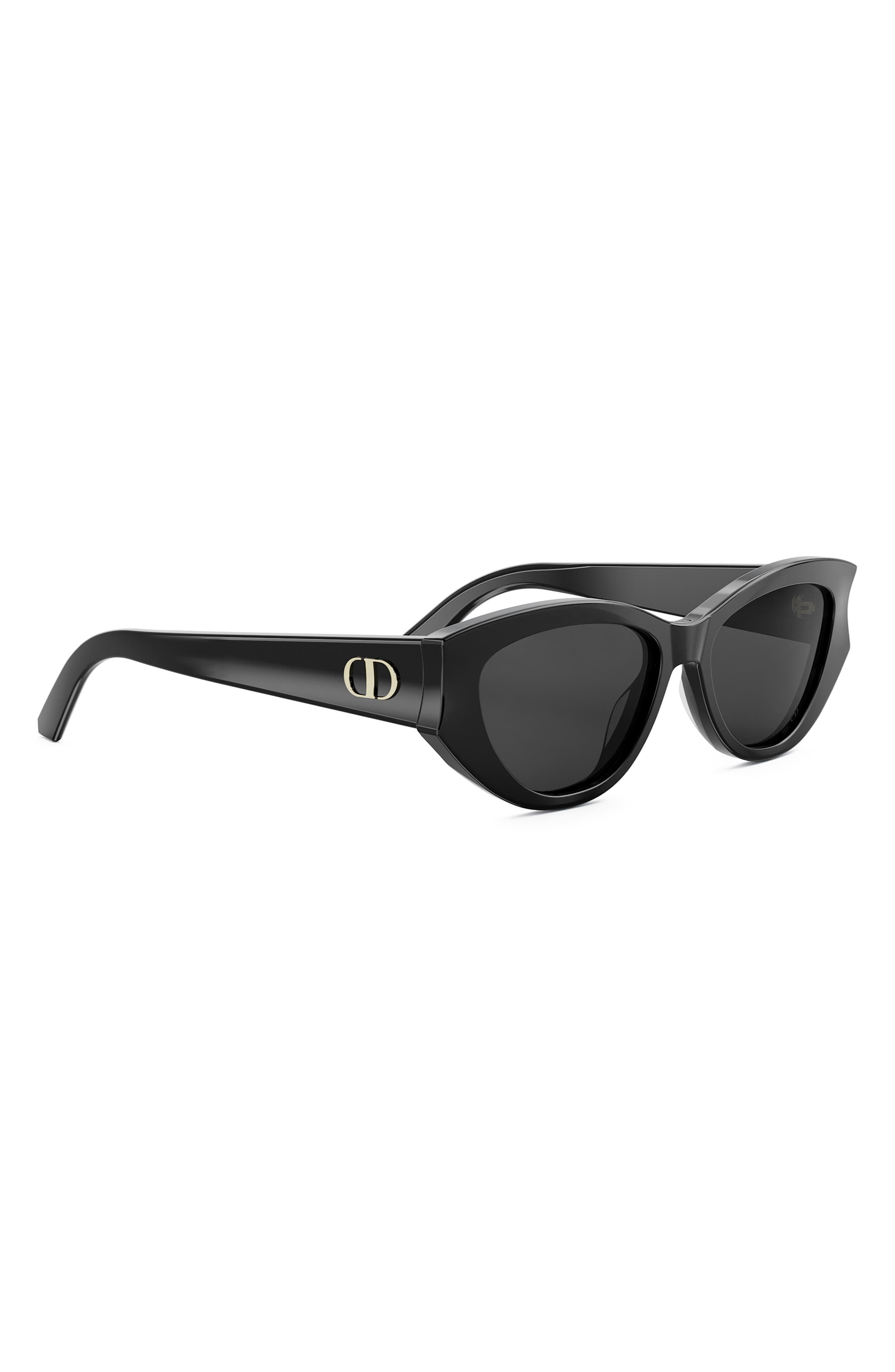 'DiorGlow B1I 53mm Cat Eye Sunglasses in Shiny Black /Smoke at Nordstrom - 4