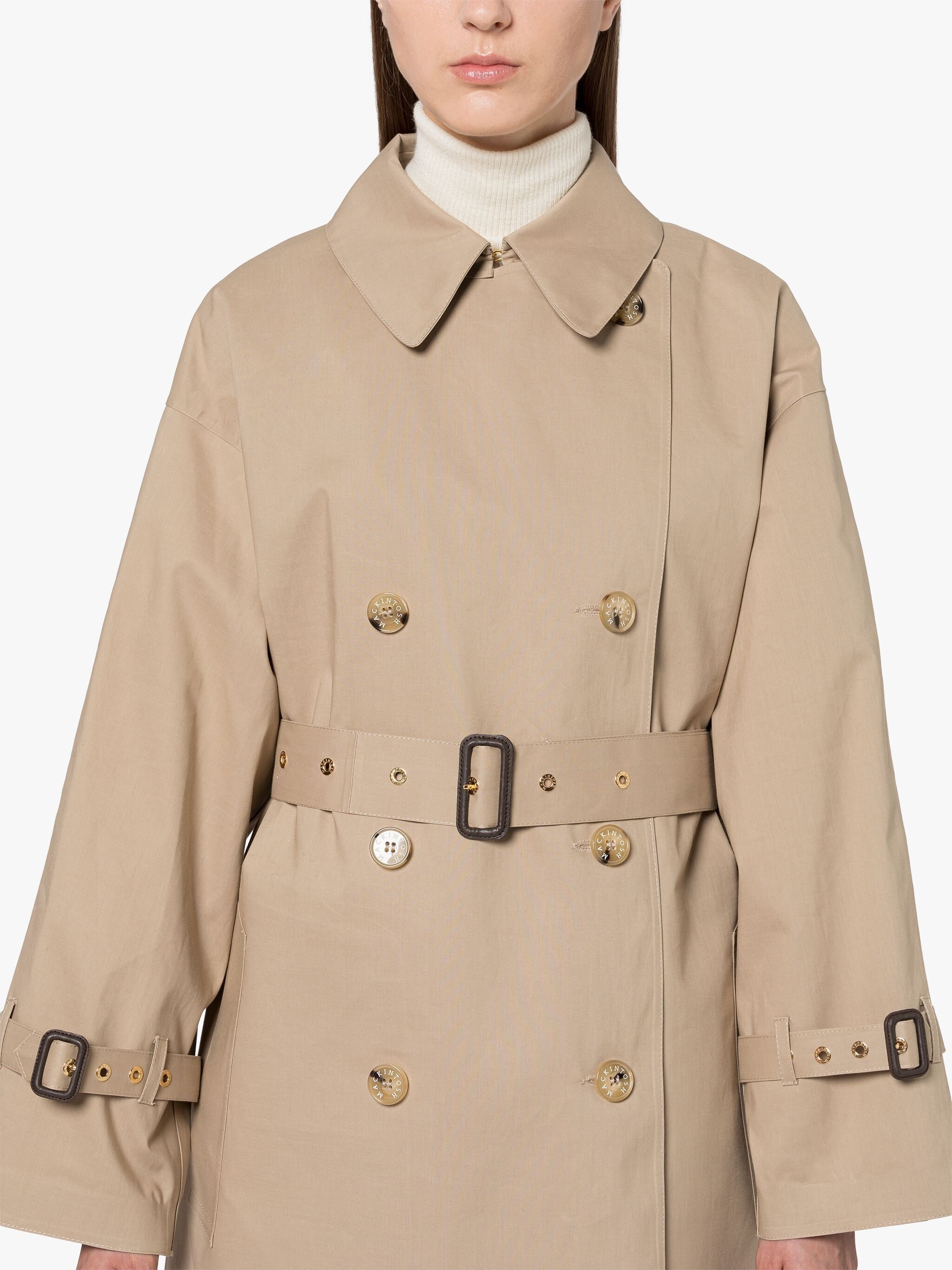 BUCKHOLME FAWN BONDED COTTON TRENCH COAT - 5