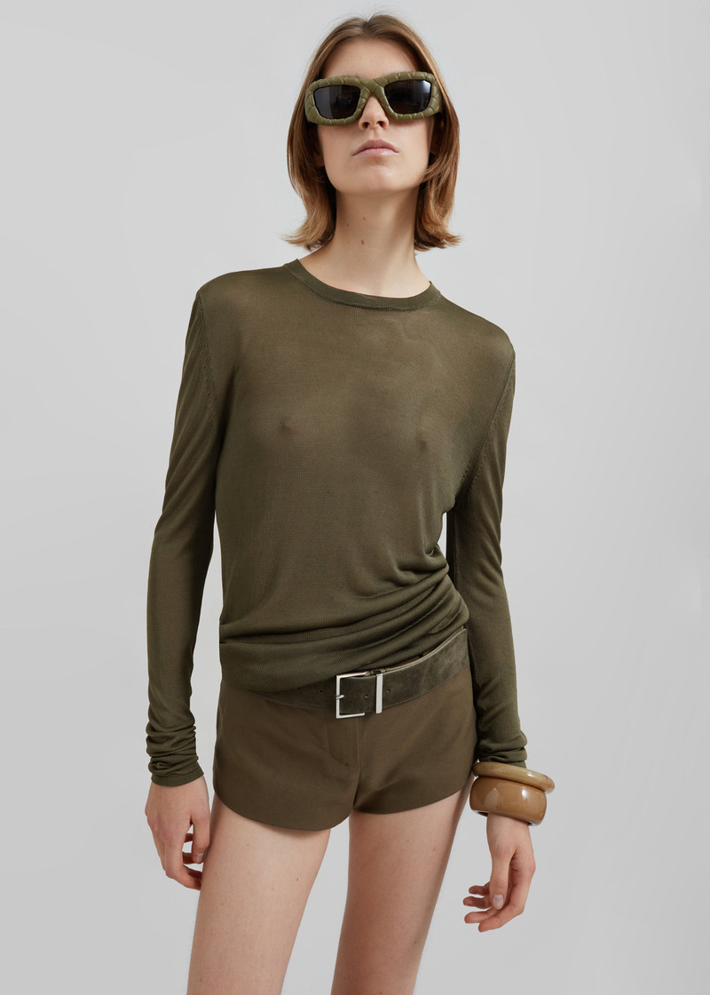 Kazel Thin Knit Top - Khaki 7