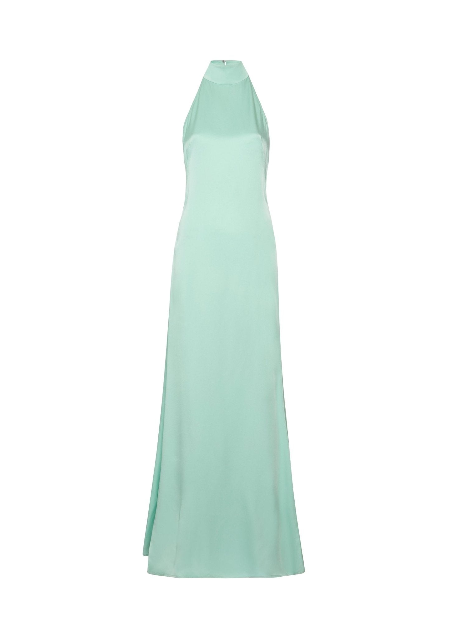 Satin Halter Open Back Gown - 1
