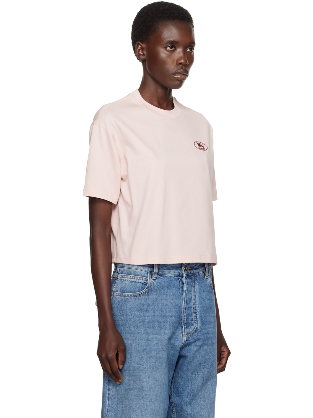 Pink Cropped Cotton T-shirt - 2