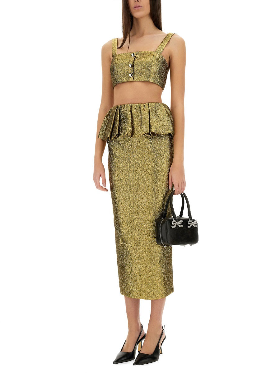 Self-Portrait Women Metallic Jacquard Midi Skirt - 2