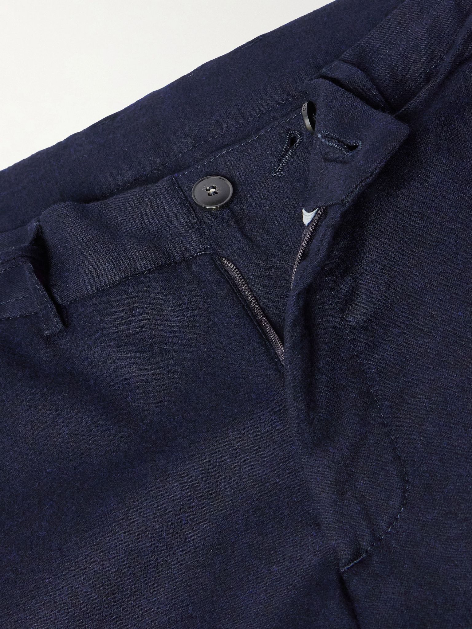 Tapered Wool-Flannel Drawstring Trousers Navy - 6