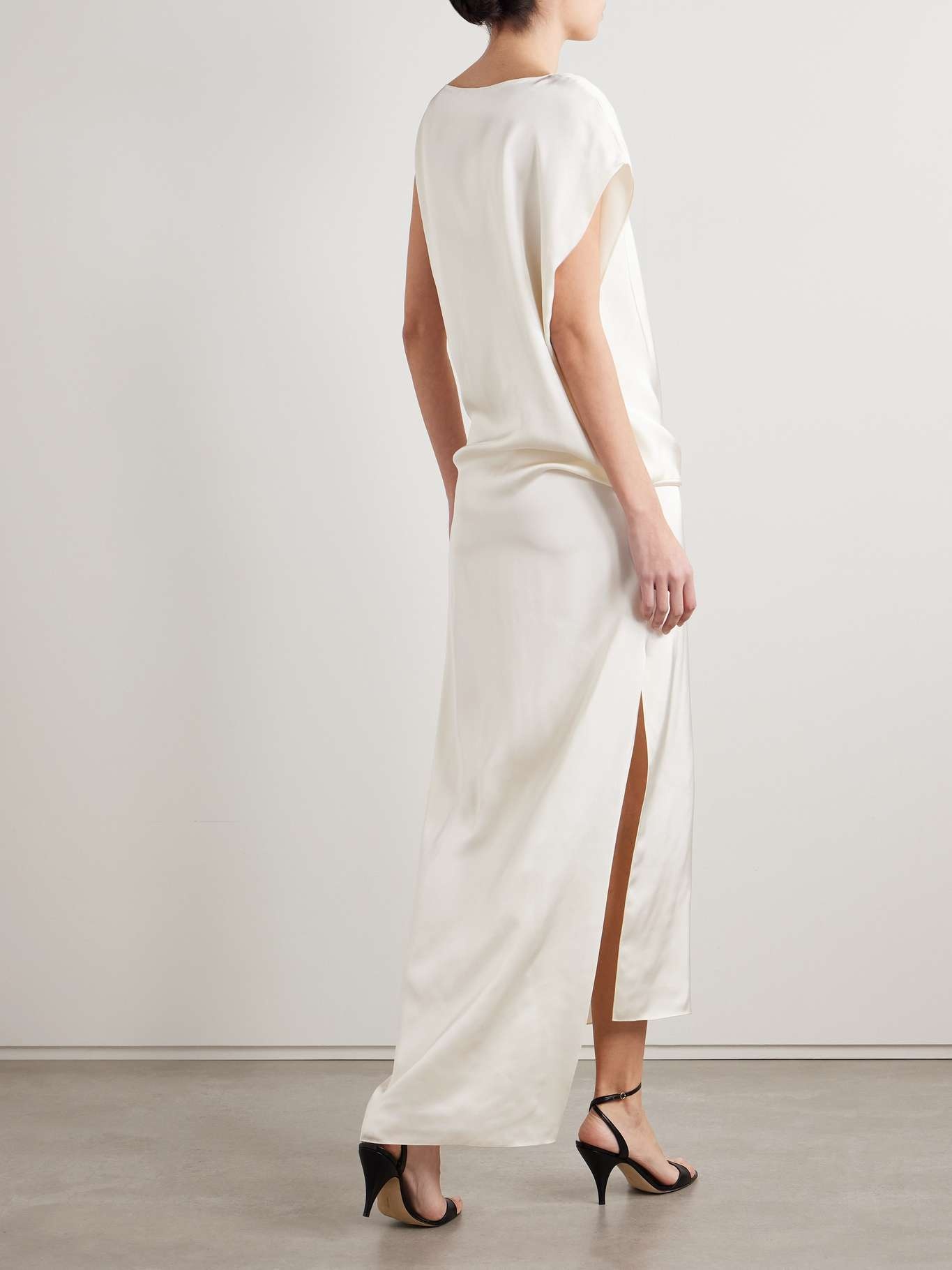 Esmee draped satin gown Off-white - 3