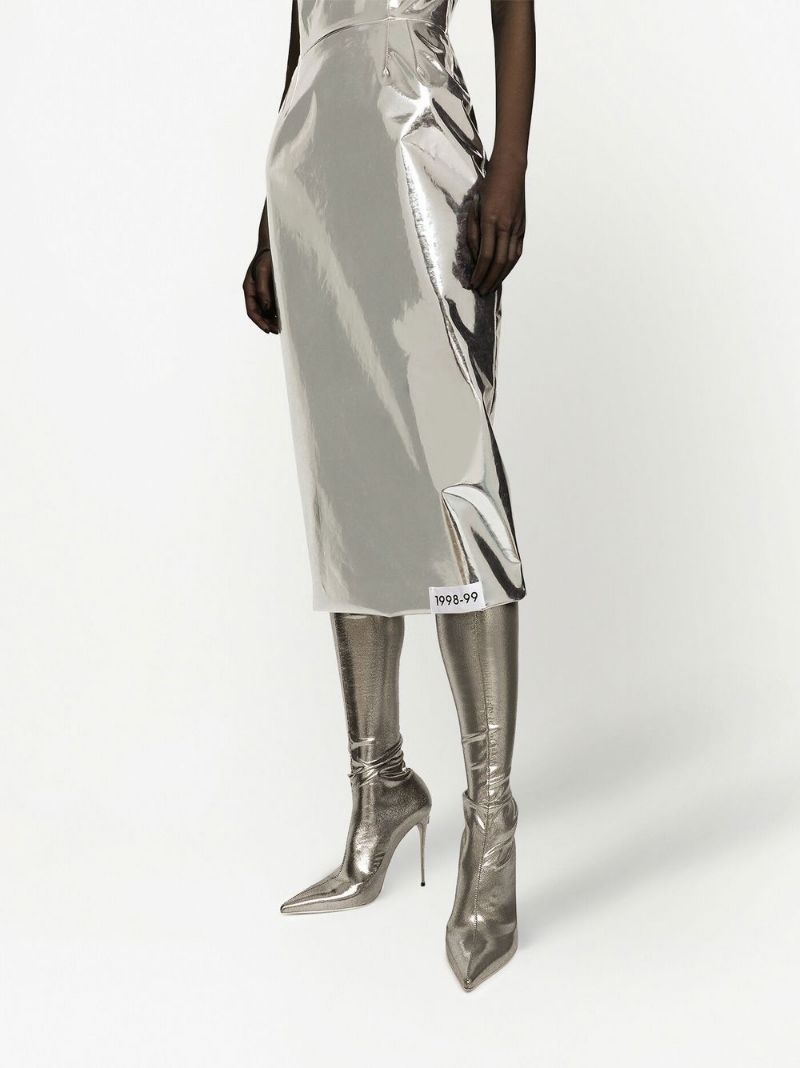 KIM DOLCE&GABBANA metallic-effect midi dress - 5