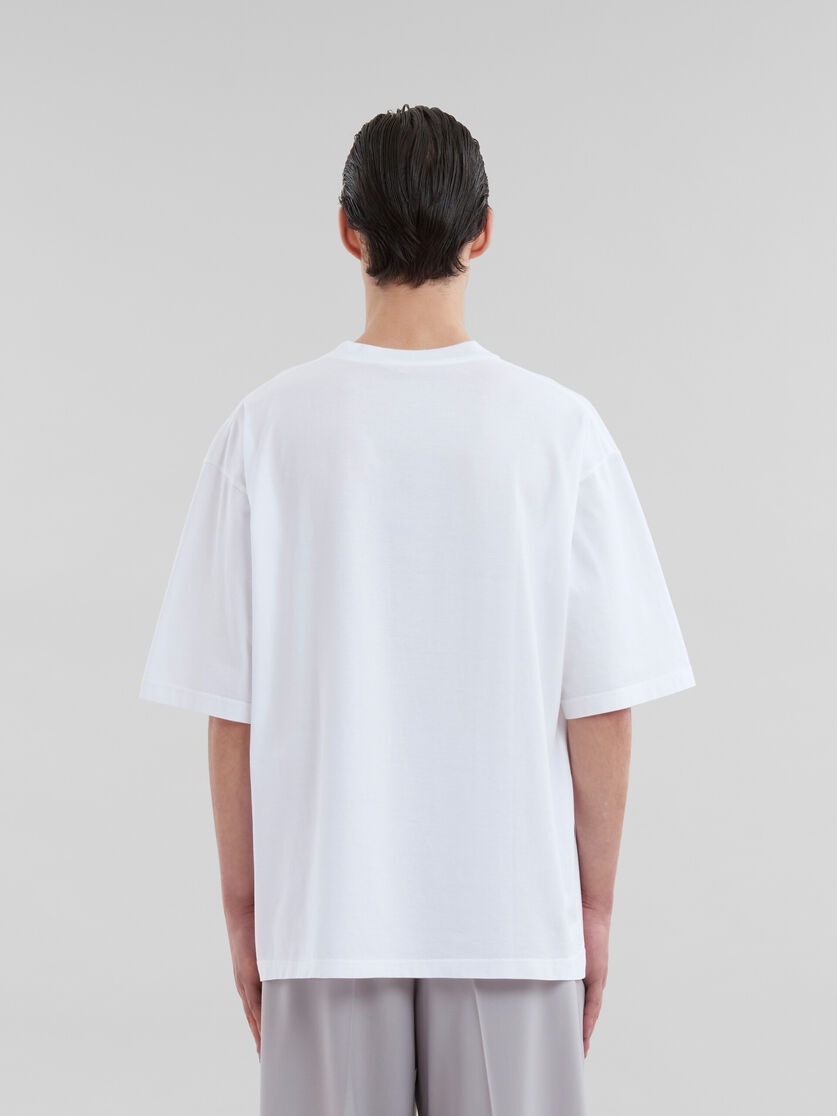 WHITE ORGANIC COTTON T-SHIRT WITH WRINKLED MARNI LOGO - 3