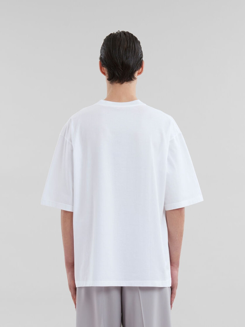WHITE ORGANIC COTTON T-SHIRT WITH WRINKLED MARNI LOGO 3