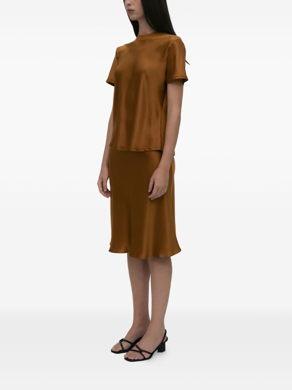 satin-effect short-sleeve top - 3
