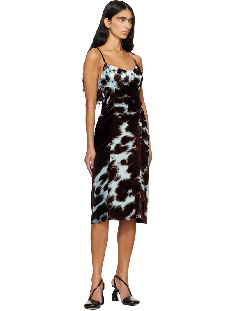 Dries Van Noten Brown & Blue Jacquard Slip Midi Dress outlook